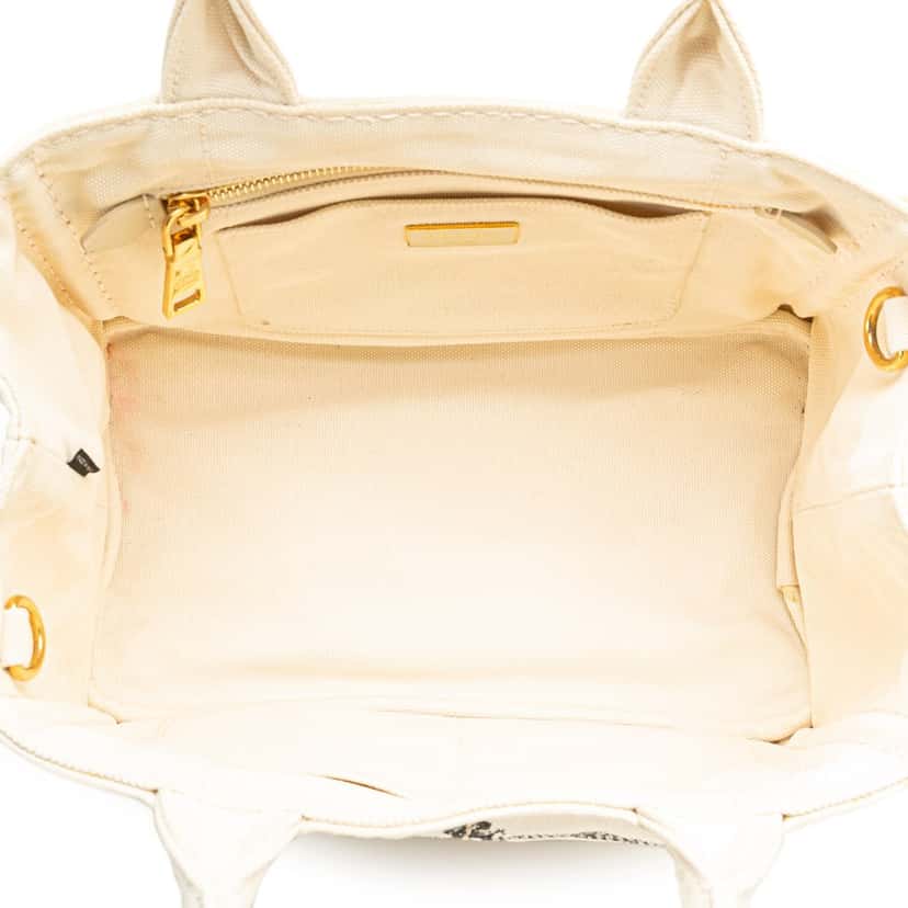 Prada Small Canvas Canapa Logo Satchel White Canvas Good condition - Model View