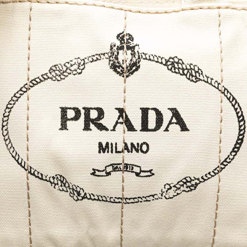 Prada Small Canvas Canapa Logo Satchel White Canvas Good condition - Box View