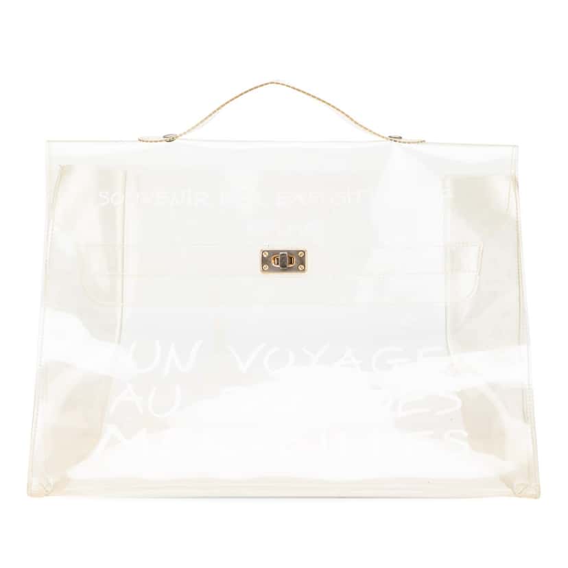 Hermès Vinyl Souvenir De L Exposition Kelly Handbag White Good condition - Front View