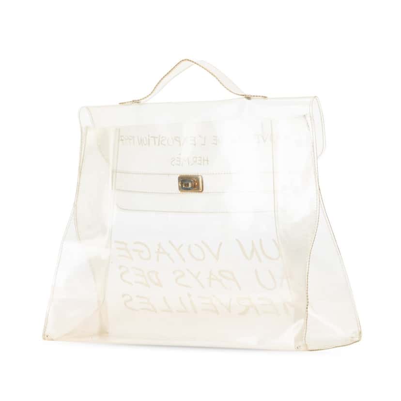 Hermès Vinyl Souvenir De L Exposition Kelly Handbag White Good condition - Back View