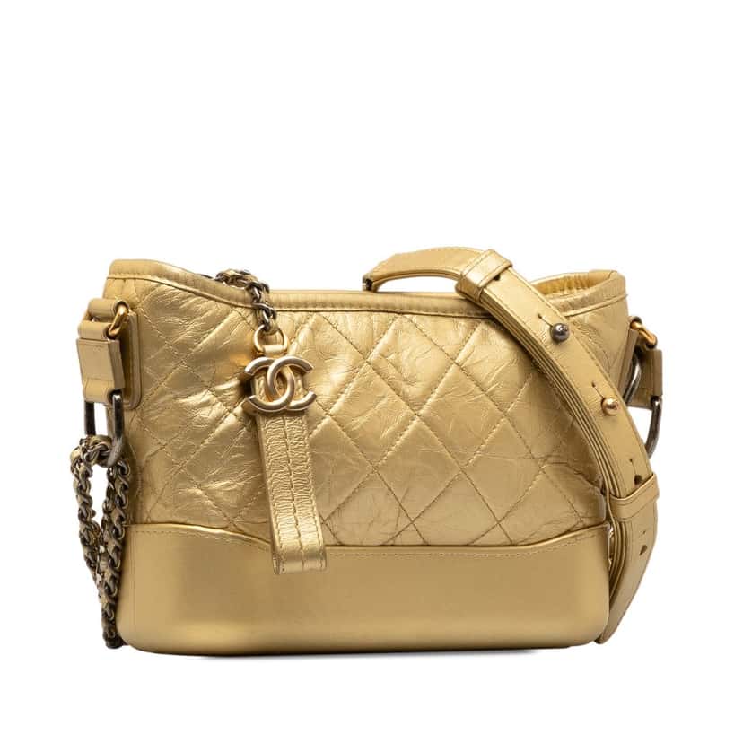 Chanel Small Metallic Lambskin Gabrielle Crossbody Gold Leather Good condition - Back View