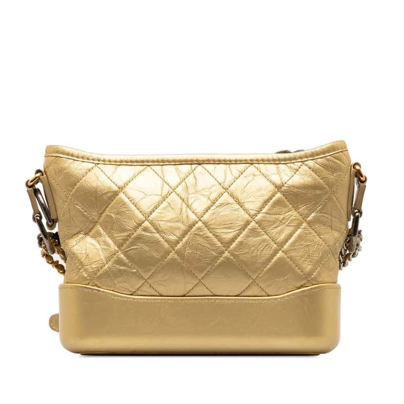 Chanel Small Metallic Lambskin Gabrielle Crossbody Gold Leather Good condition - Inside View