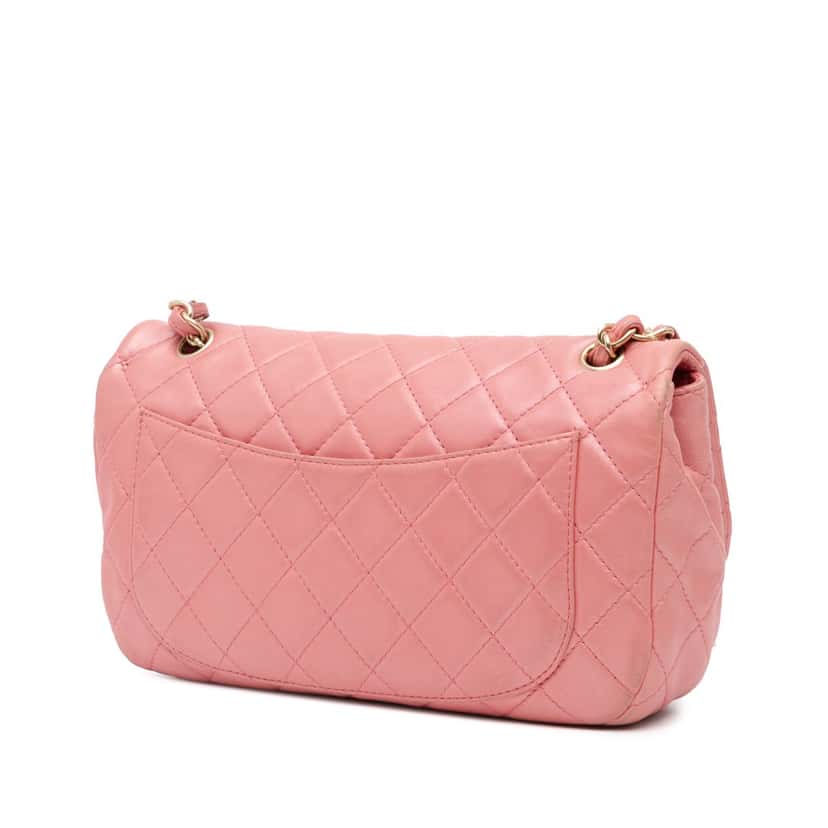 Chanel Medium Quilted Lambskin Precious Jewel Single Flap Pink Leather Good condition - Back View