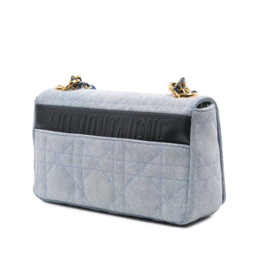 Dior Medium Denim Macrocannage Caro Bag Blue Denim Good condition - Back View