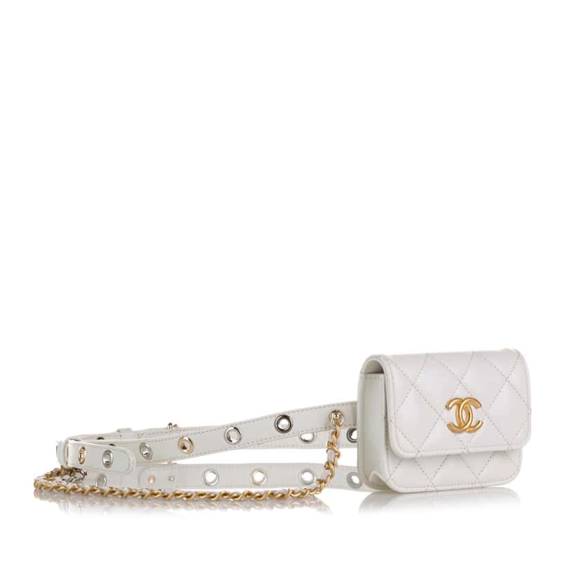 Chanel Punk Chain Leather Belt Bag White Leather Good condition - Back View