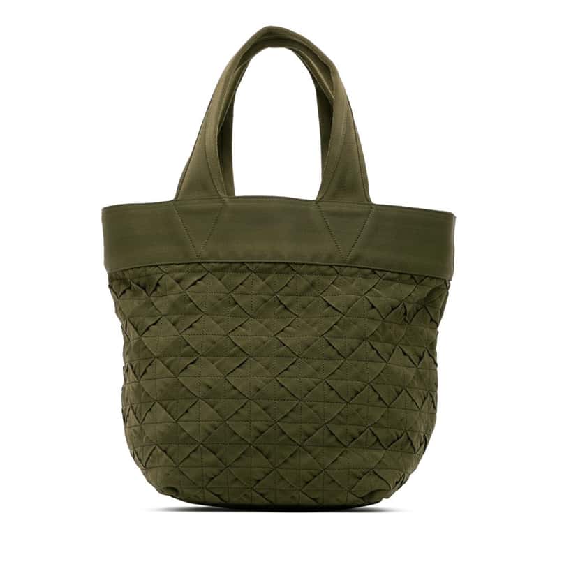 Bottega Veneta Canvas Intrecciato Tote Green Canvas Good condition - Front View