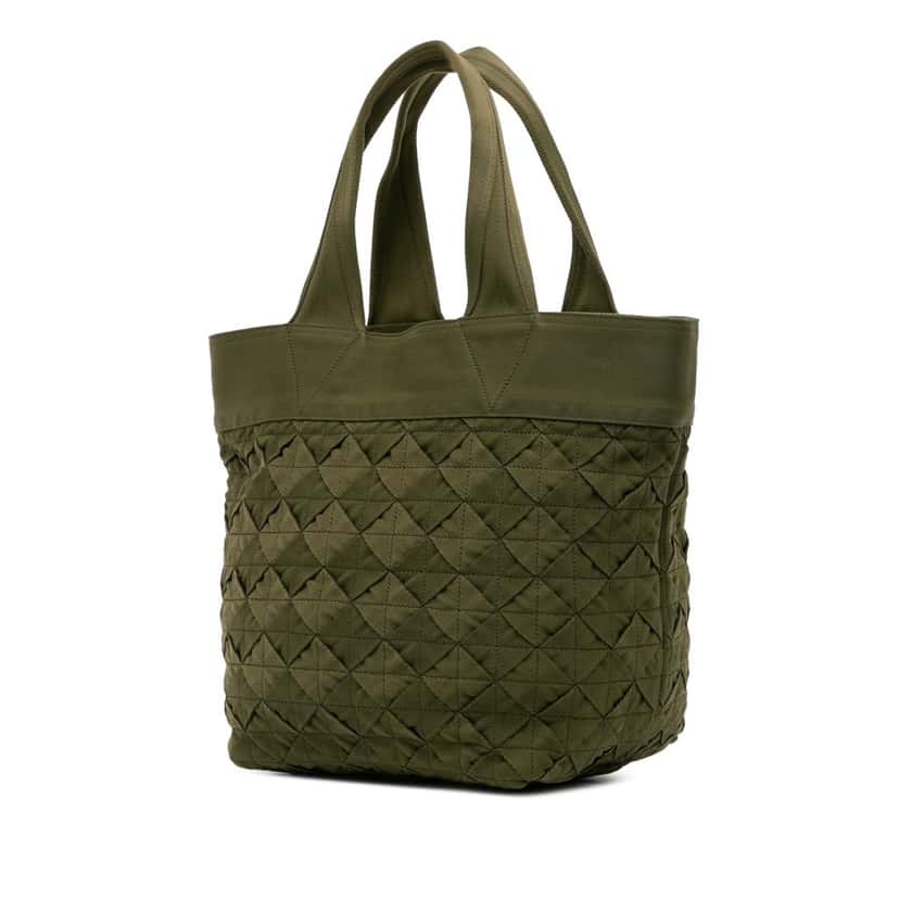 Bottega Veneta Canvas Intrecciato Tote Green Canvas Good condition - Back View
