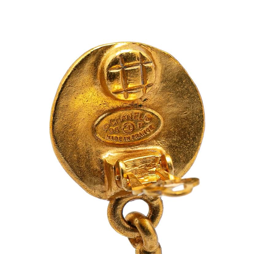 Chanel Gold Plated CC Teardrop Clip On Earrings Gold Metal Good condition - Inside View