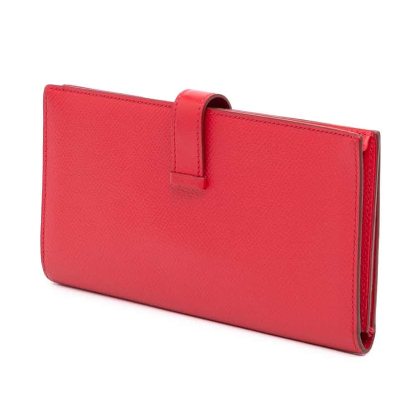Hermès Epsom Bearn Wallet Red Leather Good condition - Back View