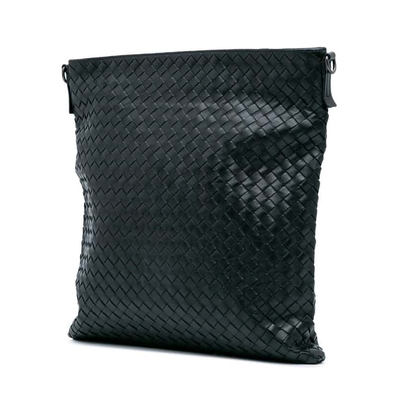 Bottega Veneta Leather Intrecciato Crossbody Black Leather Good condition - Back View