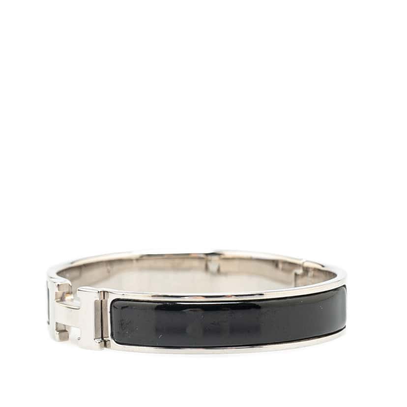Hermès Narrow Enamel Clic Clac H Bracelet PM Black Good condition - Back View