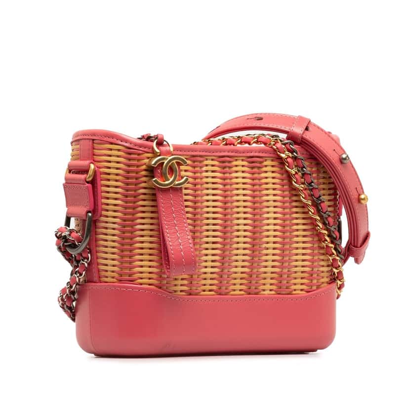 Chanel Small Rattan Gabrielle Crossbody Pink Very good condition - Back View
