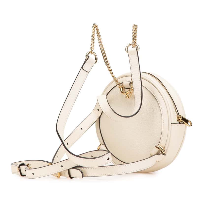 Gucci Mini Leather Round Ophidia Backpack White Leather Good condition - Back View