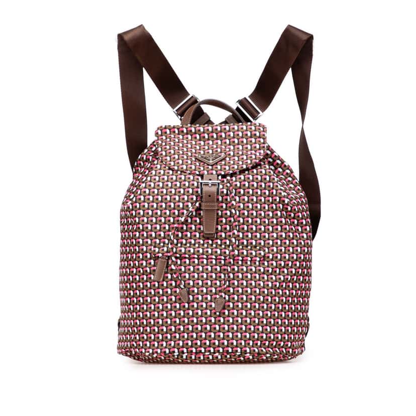 Prada Tessuto Stampato Backpack Pink Good condition - Front View