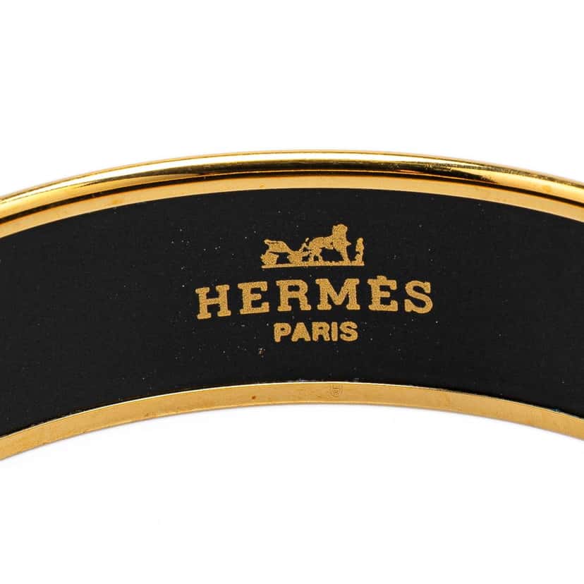 Hermès Wide Horse Enamel Bangle 65 Black Good condition - Model View