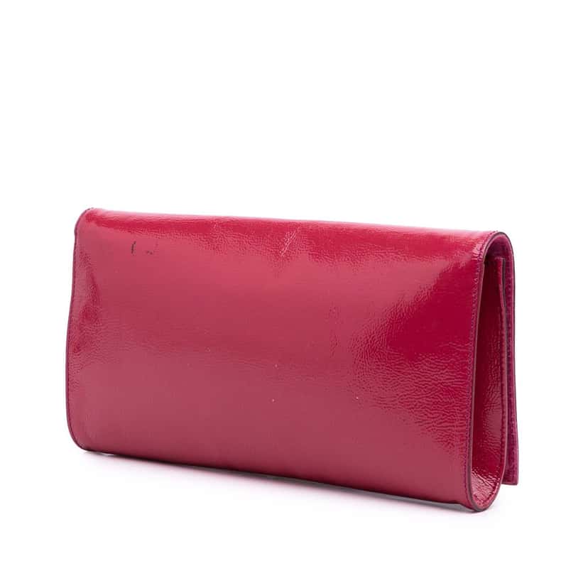Gucci Soft Patent Soho Disco Clutch Pink Leather Good condition - Back View