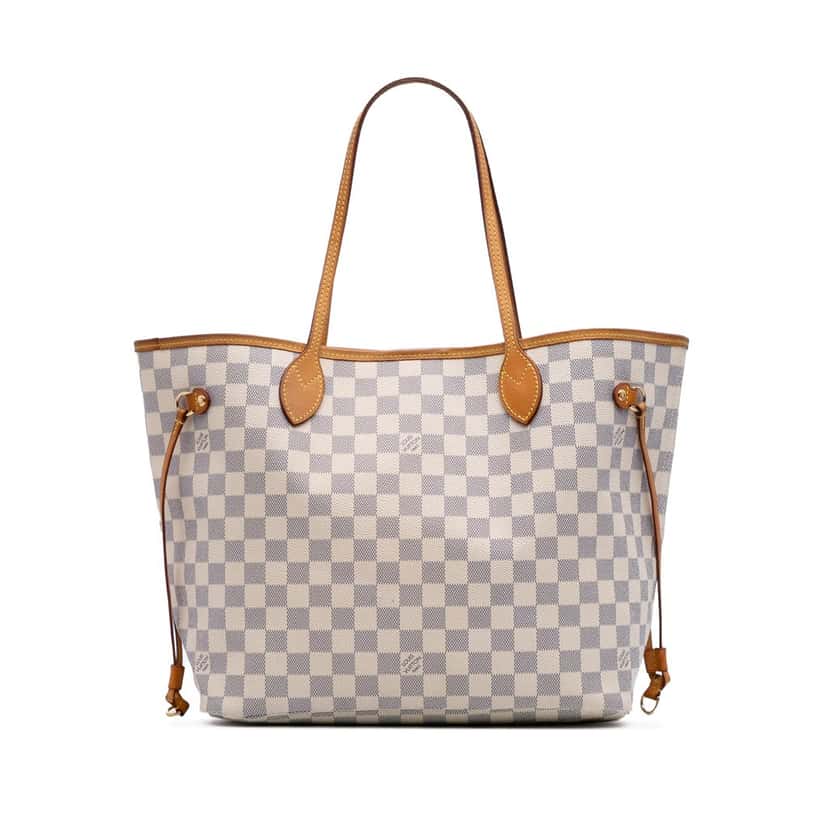 Louis Vuitton Damier Azur Neverfull MM White Canvas Good condition - Front View