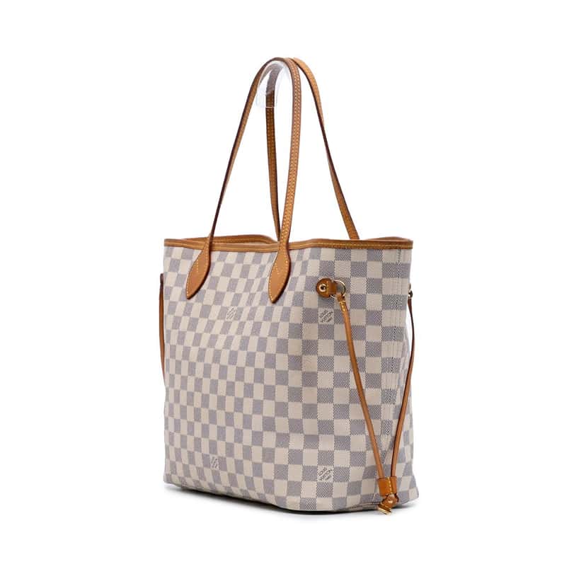 Louis Vuitton Damier Azur Neverfull MM White Canvas Good condition - Back View