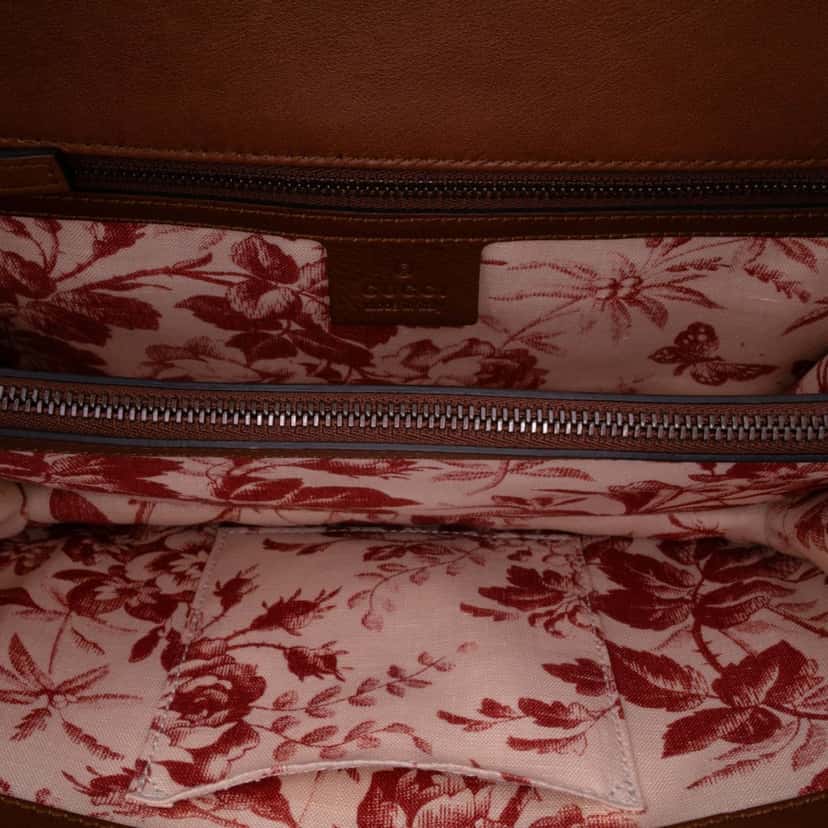 Gucci Calfskin Animalier Shoulder Bag Brown Leather Good condition - Model View