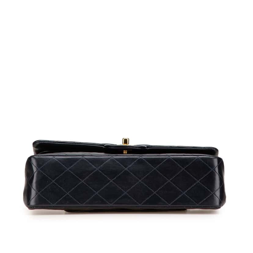 Chanel Medium Classic Lambskin Double Flap Blue Leather Good condition - Inside View