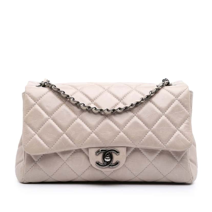 Chanel Large Quilted Glazed Calfskin Coco Soft Flap Brown Leather Good condition - Front View