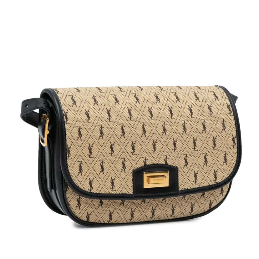 Saint Laurent Medium Canvas Monogram All Over Crossbody Brown Canvas Good condition - Back View