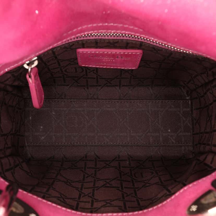 Dior Mini Iridescent Lambskin Cannage Lady Dior Pink Leather Good condition - Model View