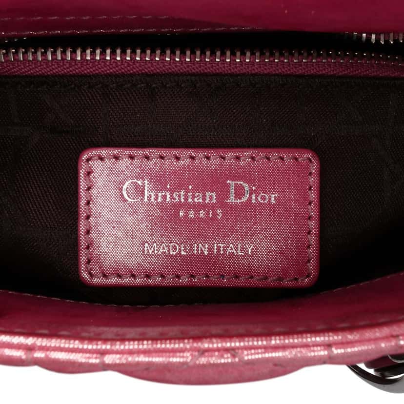Dior Mini Iridescent Lambskin Cannage Lady Dior Pink Leather Good condition - Box View
