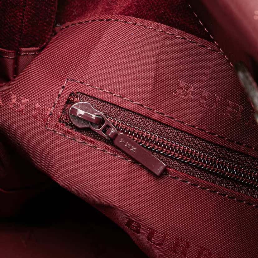 Burberry Velvet Trimmed House Check Canvas Tote Brown Canvas Good condition - Box View