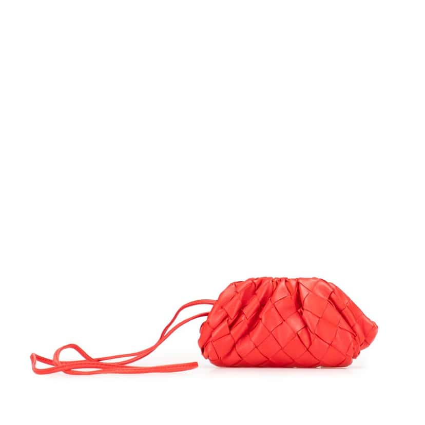 Bottega Veneta Intrecciato The Pouch Coin Purse Red Leather Good condition - Front View