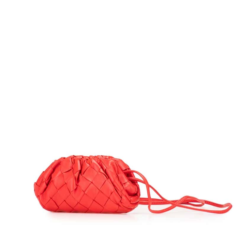 Bottega Veneta Intrecciato The Pouch Coin Purse Red Leather Good condition - Back View