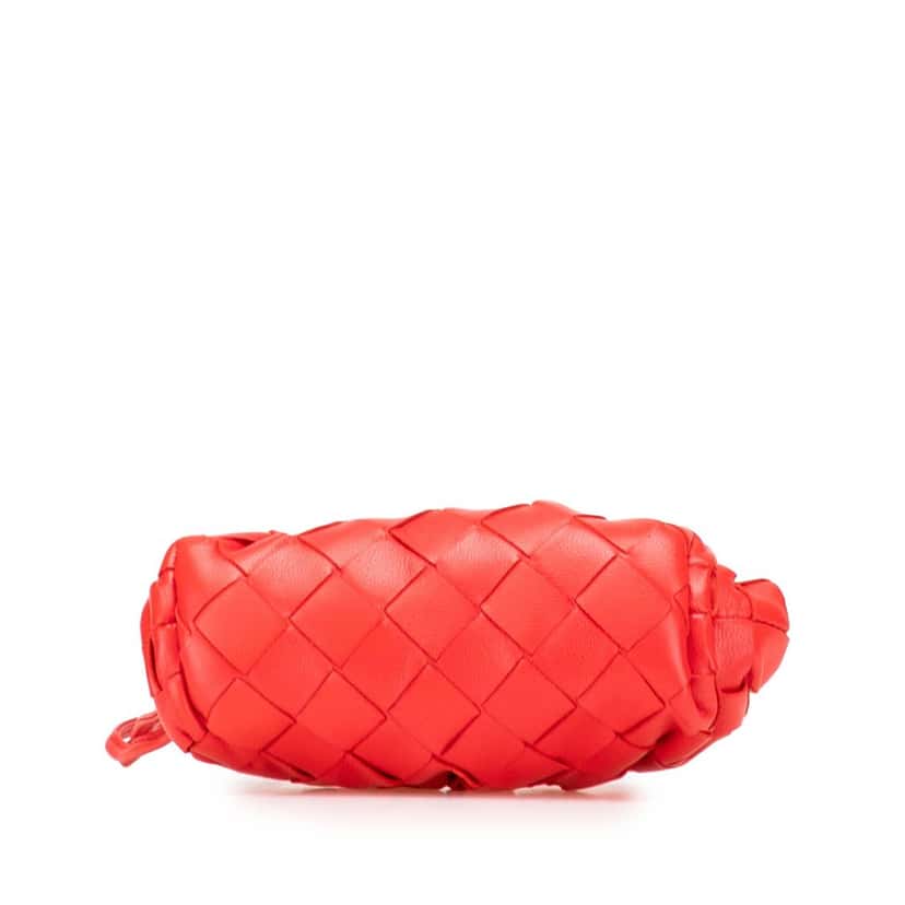 Bottega Veneta Intrecciato The Pouch Coin Purse Red Leather Good condition - Inside View