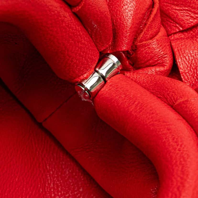 Bottega Veneta Intrecciato The Pouch Coin Purse Red Leather Good condition - Box View