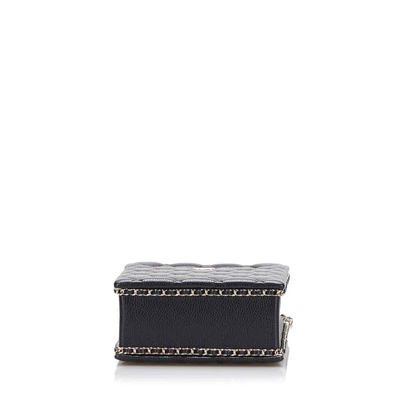 Chanel Mini Caviar Chain Around Cut Out Evening Bag Black Leather Very good condition - Model View