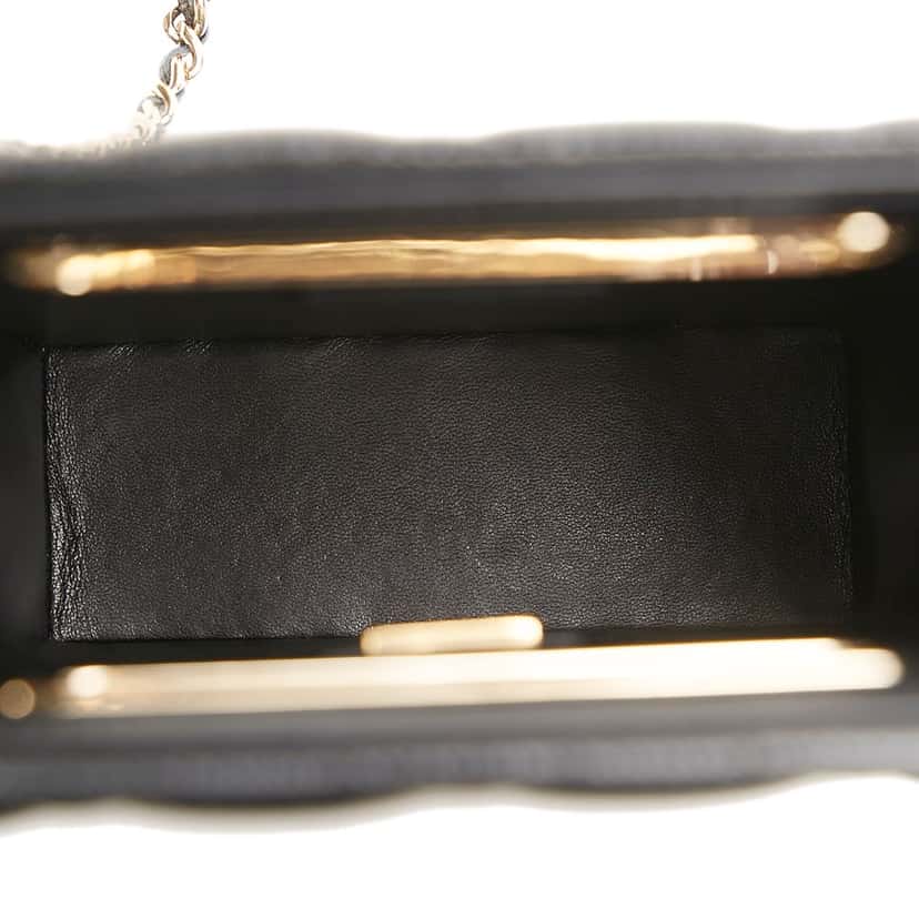Chanel Mini Caviar Chain Around Cut Out Evening Bag Black Leather Very good condition - Box View