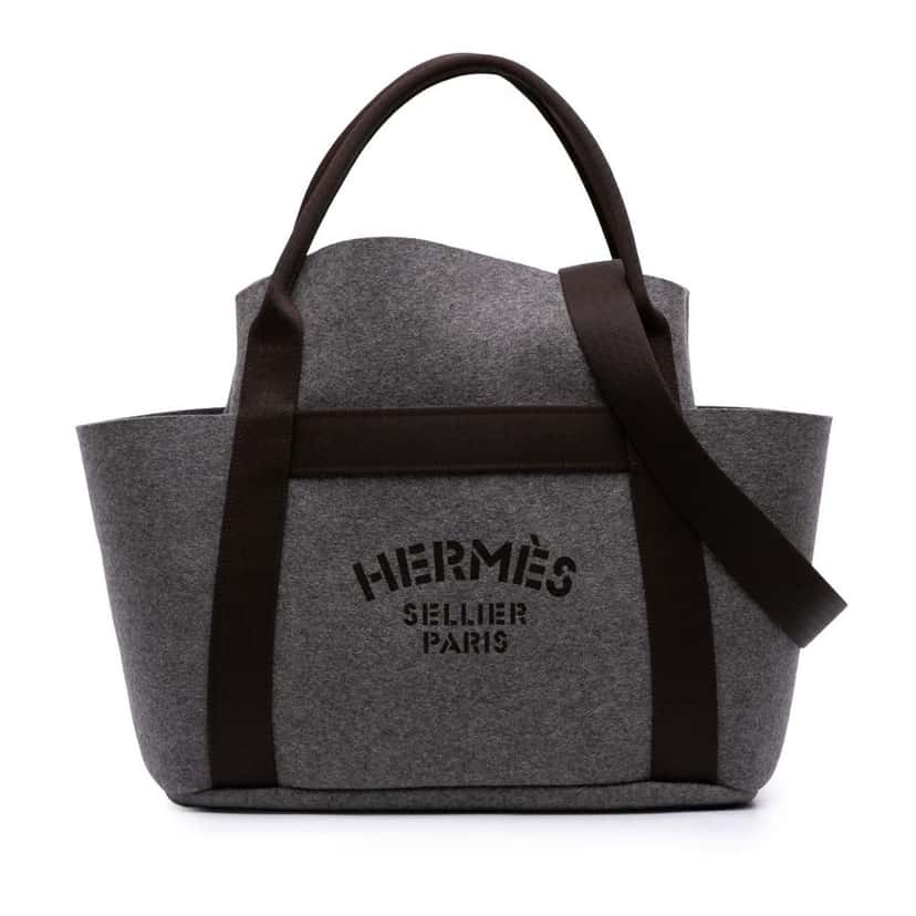 Hermès Feutre Sac de Pansage Grooming Bag Grey Wool Good condition - Front View