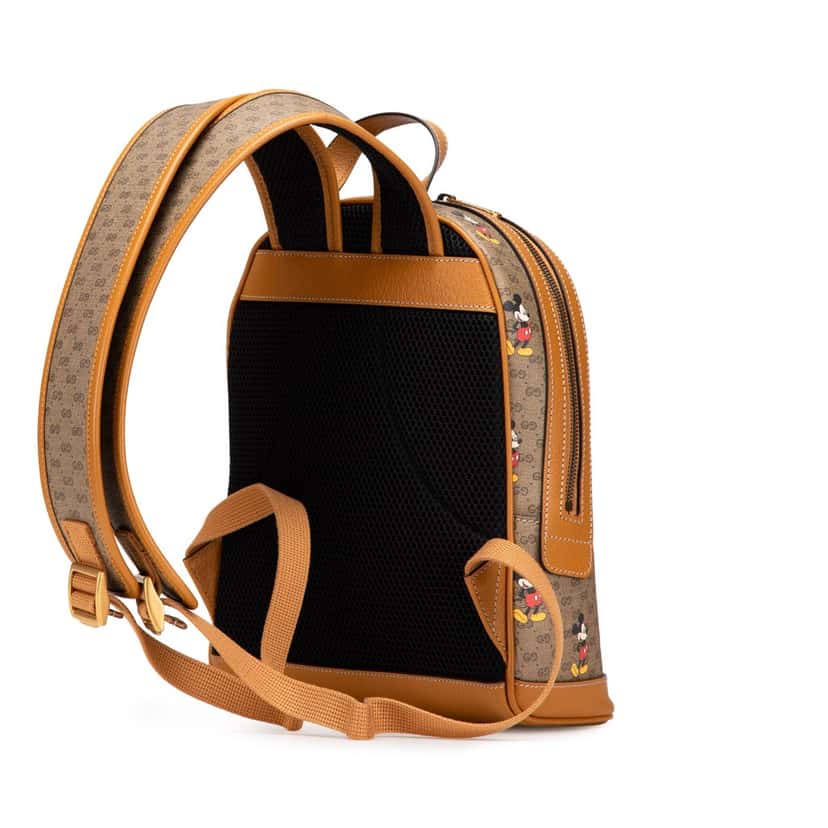 Gucci Disney Small Micro GG Supreme Mickey Mouse Dome Backpack Brown Canvas Good condition - Back View