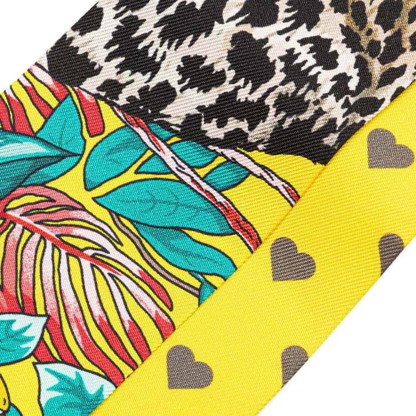 Hermès Jungle Love Silk Twilly Scarf Yellow Silk Good condition - Back View