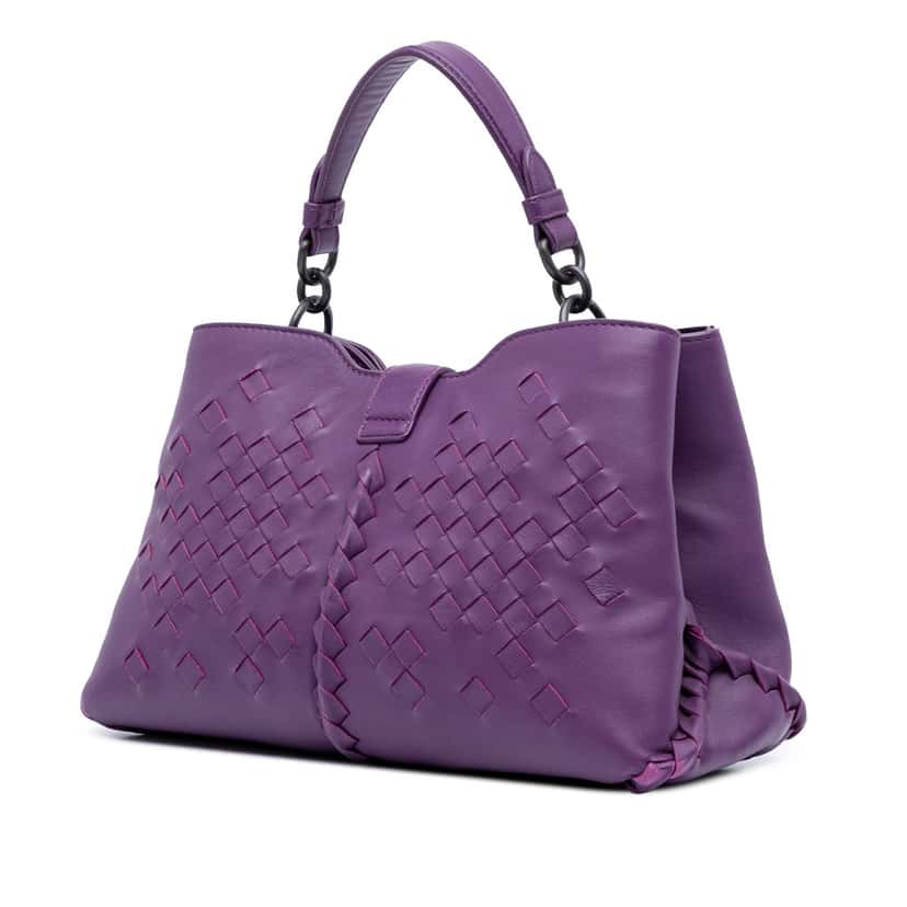 Bottega Veneta Nappa Intrecciato Napoli Satchel Purple Leather Very good condition - Back View