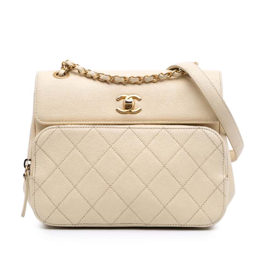 Chanel Caviar Business Affinity Messenger Flap Brown Leather Good condition - Front View