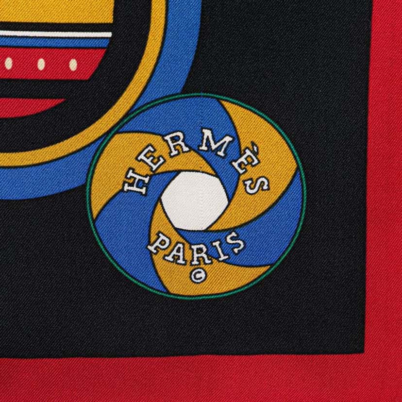 Hermès Sequences Silk Scarf Red Silk Good condition - Inside View