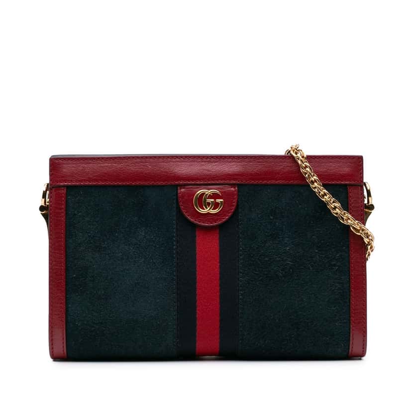 Gucci Small Suede Ophidia Chain Crossbody Blue Leather Good condition - Front View