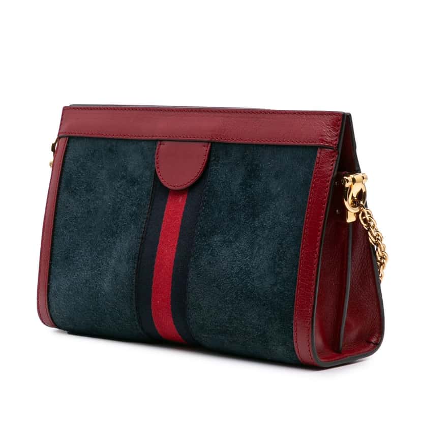 Gucci Small Suede Ophidia Chain Crossbody Blue Leather Good condition - Back View