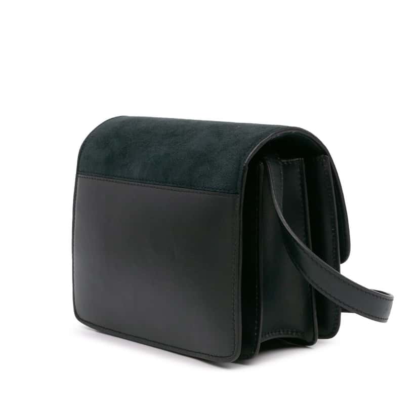 Celine Small Suede Classic Box Green Leather Good condition - Back View