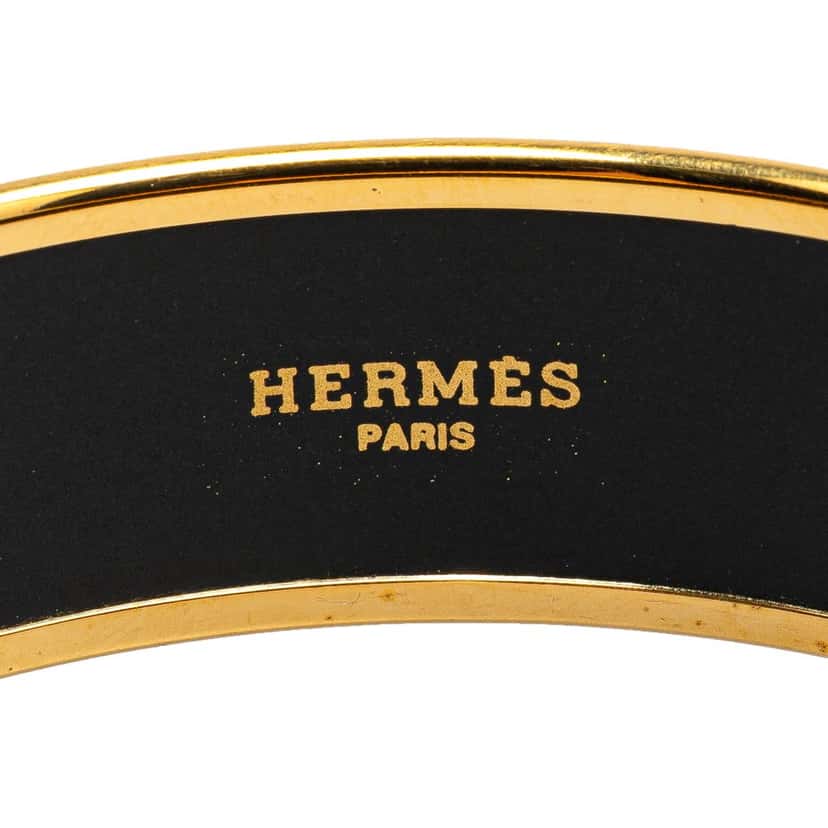 Hermès Wide Seashells Enamel Bangle 65 Black Good condition - Box View