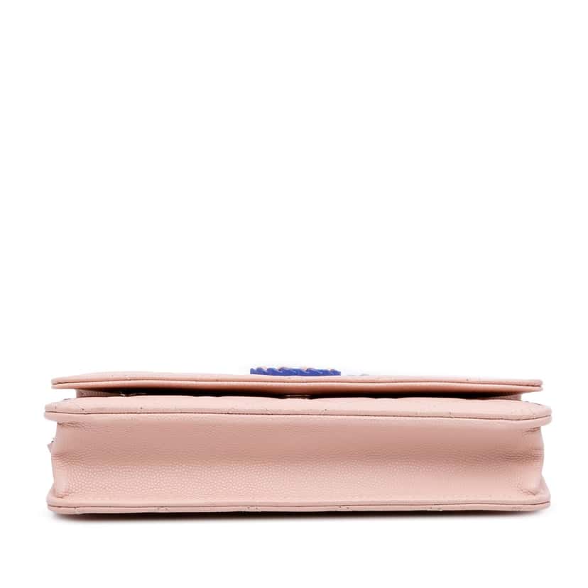 Chanel CC Quilted Caviar Wallet On Chain Pink Leather Good condition - Inside View