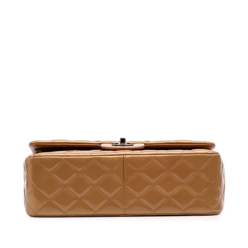 Chanel Jumbo Classic Metallic Patent Double Flap Brown Leather Good condition - Inside View