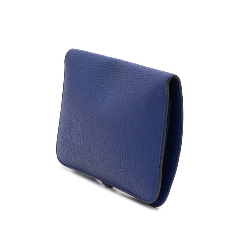 Hermès Clemence Dogon Wallet GM Blue Leather Good condition - Back View