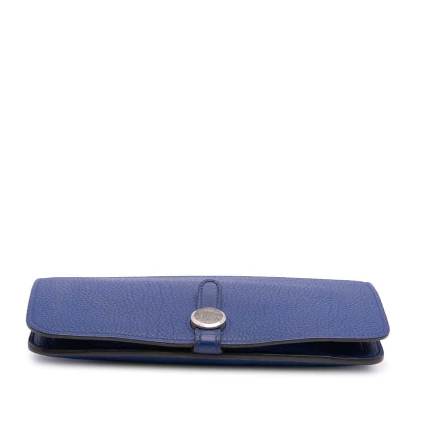 Hermès Clemence Dogon Wallet GM Blue Leather Good condition - Inside View