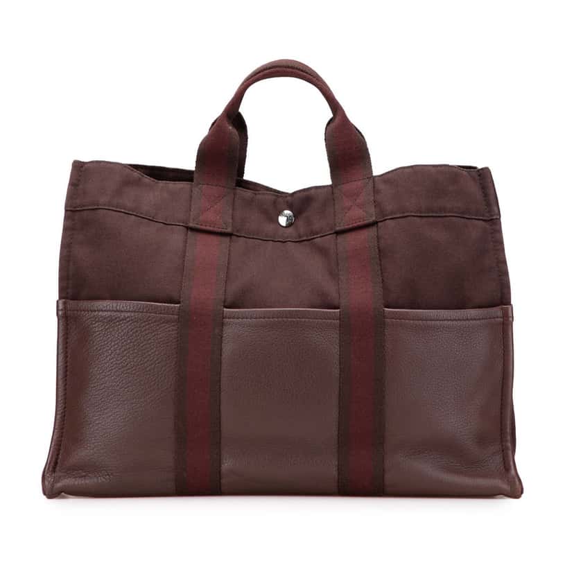 Hermès Canvas and Leather Fourre Tout MM Brown Leather Good condition - Front View